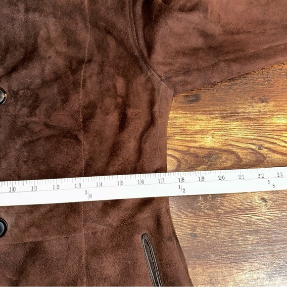 Artico Jacket Womens 8 Brown Original Shearling Leather Suede Long Trench Coat - Picture 11 of 13